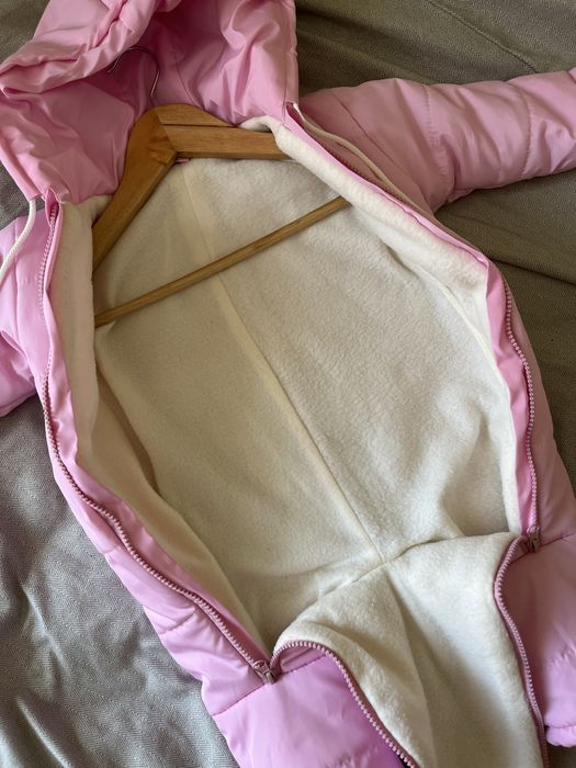 Зимовий рожевий комбінезон / комбінезон 74- 80 розмір