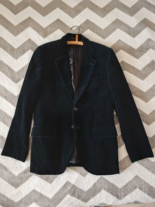 Черный пиджак Zara велюр