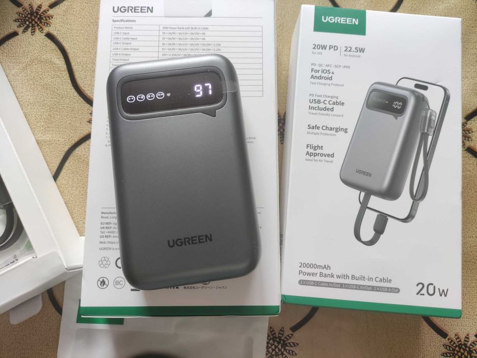 Павербанк, зарядний пристрій Ugreen 22,5w 20000mAh PB525
