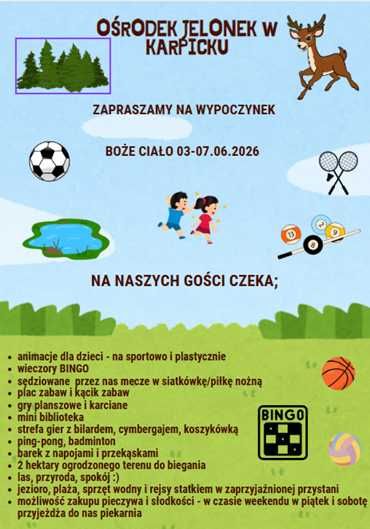 Domki letniskowe nad jeziorem, wakacje, integracje, noclegi, basen, bilard