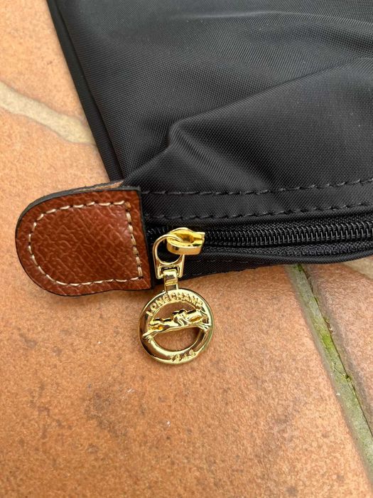 Longchamp Le Pliage, Preta e Castanha, Tamanho L