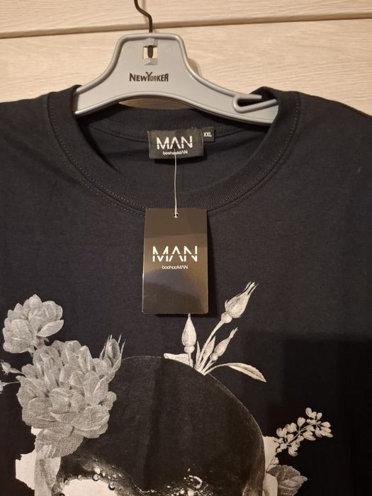 Nowy tshirt z czachą boohoo Man XXL flora skull