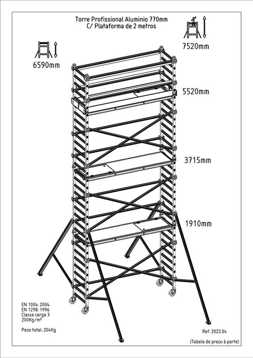 Andaimes de Alumínio Profissionais Certificados ( Fabrico Nacional)