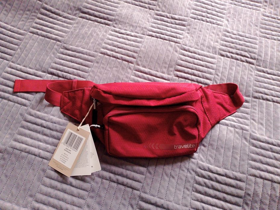 Nowa duża bordowa saszetka Travelite