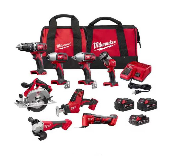 Milwaukee 2696-28 M18 Zestaw 8 Elektronarzędzi 18V REDLITHIUM 2x 5.0Ah + 1x 1.5Ah
