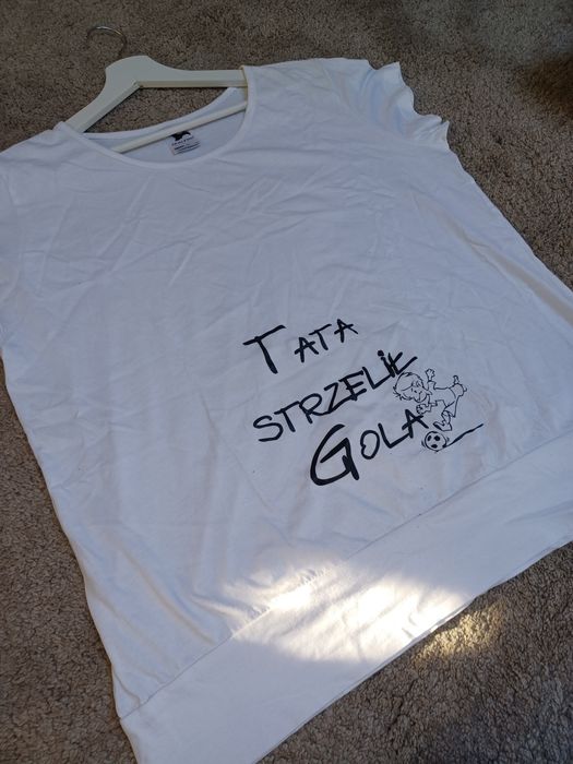 T-shirt ciążowy śmieszny biały XL Bawełna