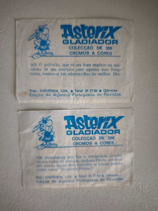 2 cromos Asterix Gladiador -104 e 169