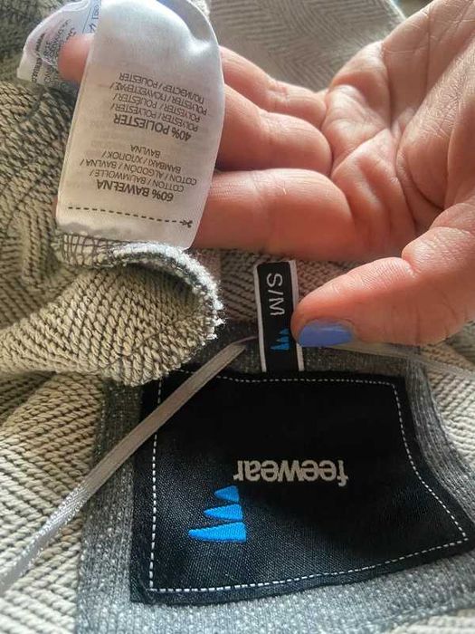 Grubsza bluza narzutka szery melanż dres 36 38 oversize duza szeroka s m