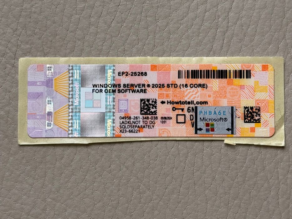 Windows Server 2025 16 Core Naklejka COA Klucz Licencja NOWA