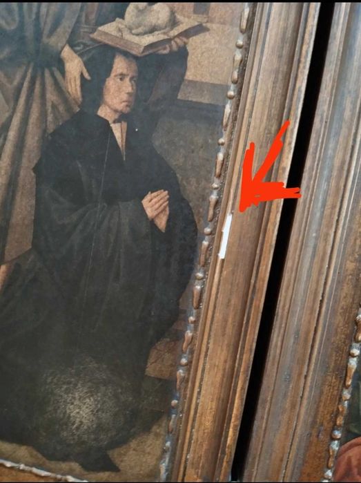 Tríptico de Cena Religiosa, madeira, doré, vintage