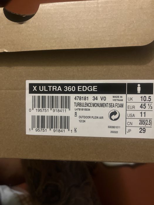 Взуття Salomon X Ultra 360 Edge M - сіре – 45 1/3 29см