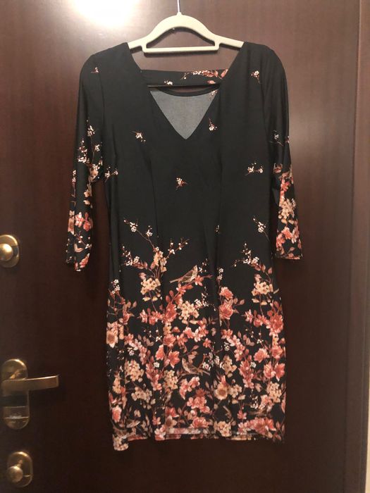 Sukienka F&F 34 czarna kwiaty