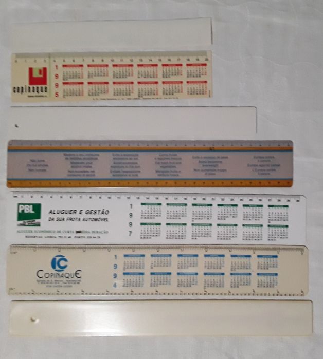 Réguas plásticas antigas para coleccionadores/colecção