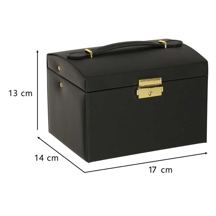 Szkatułka kuferek na biżuterię z szufladami biała/czarna