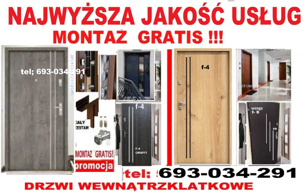 Drzwi ZEWNĘTRZNE z montażem wejściowe, drewniane i metalowe ocieplone