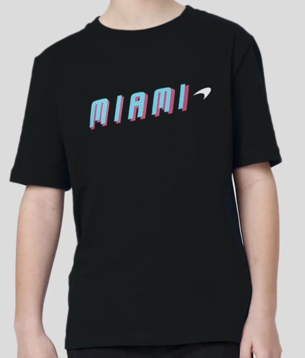 T-Shirt McLaren Formula 1 Miami Neon Preta Nova Criança L