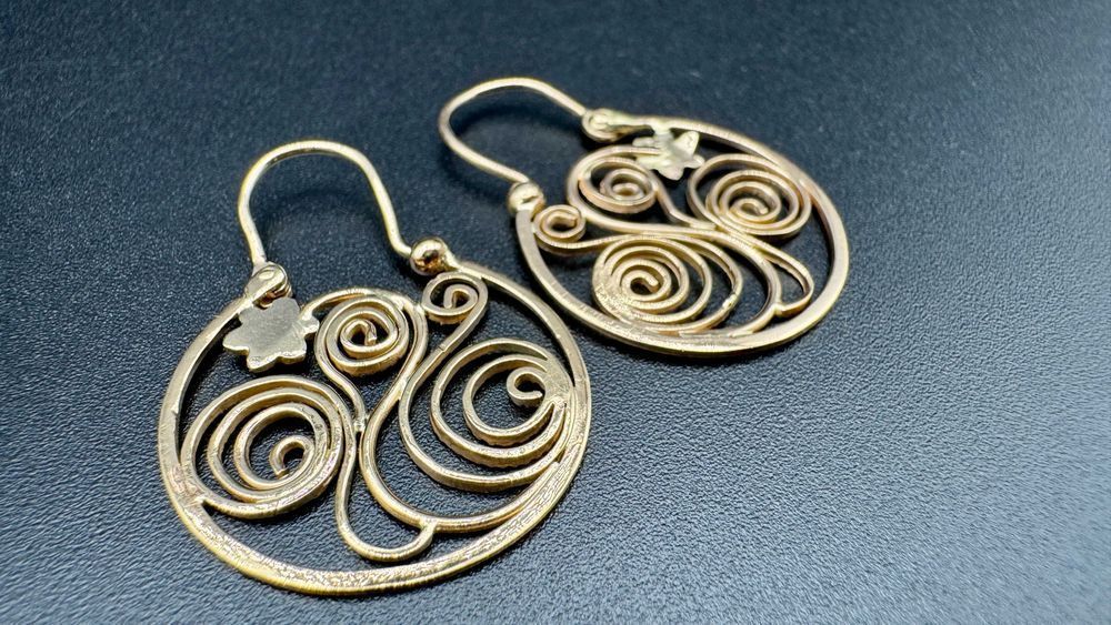 Złote kolczyki, czerwone złoto 14ct 585, waga: 4,82g