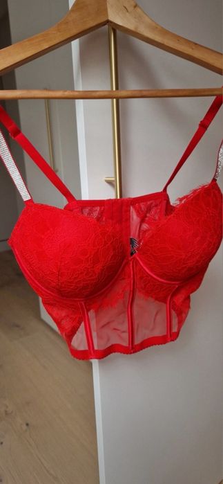 Top gorset koronkowy push up z cyrkoniami Victoria's Secret