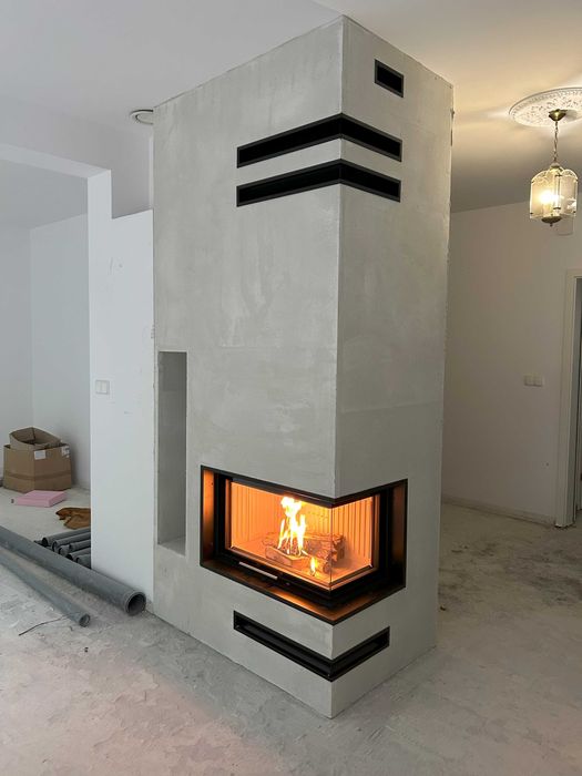 kominek z montażem, kominek z płaszczem wodnym, DGP, akumulacja, kozy