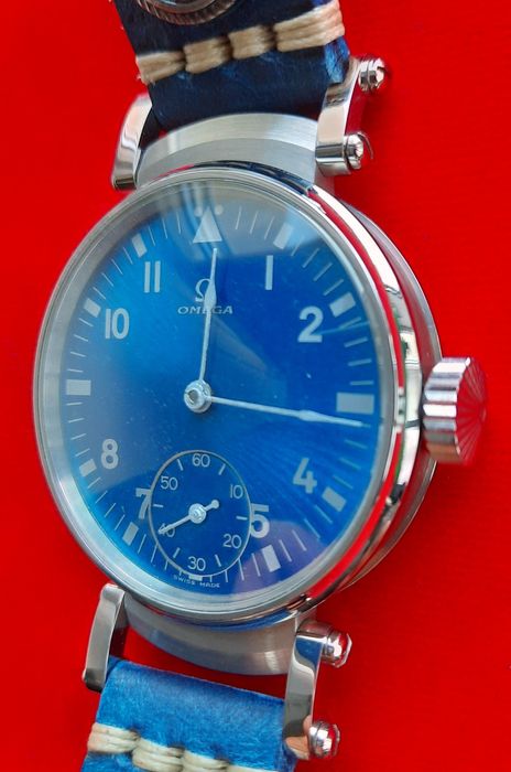 Omega,przepiękna wielka niebieska bestia śred 46,2mm 17 jewels