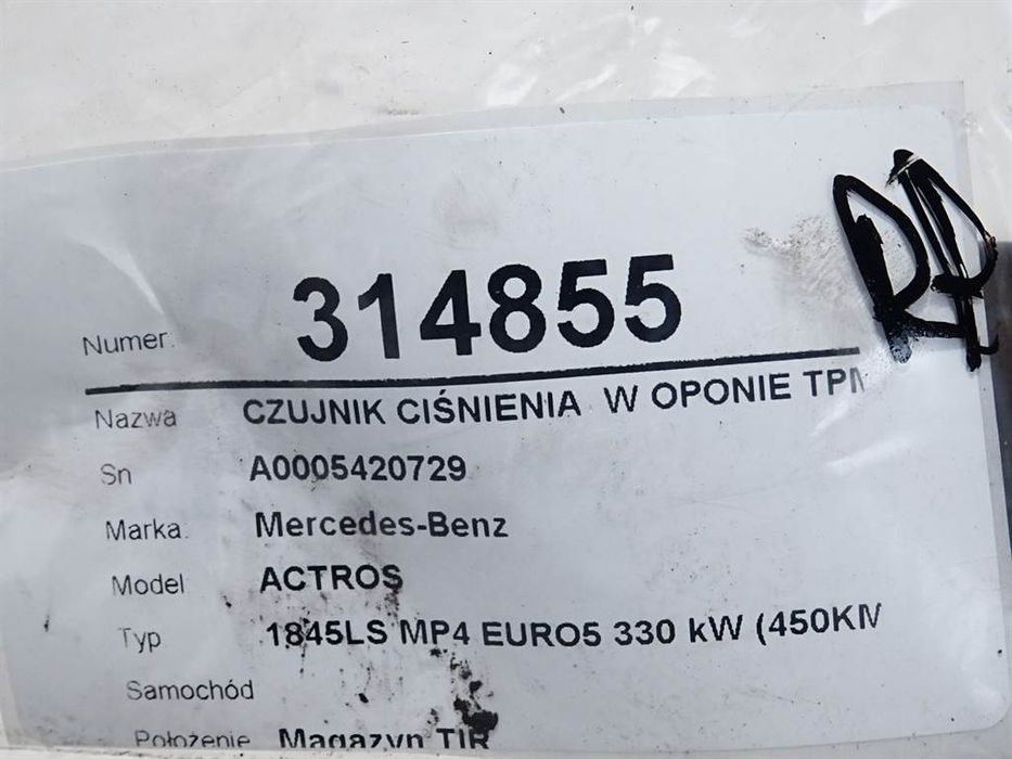 CZUJNIK CIŚNIENIA  W OPONIE TPM ANTENA MERCEDES ACTROS MP4 / MP5