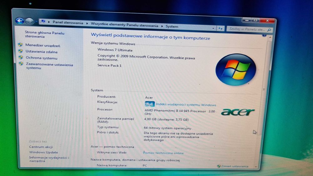 Komputer PC i monitor SAMSUNG SyncMaster 923NW używane