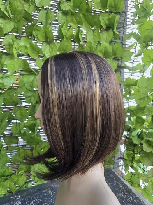Peruka long bob brązowa, baleyage