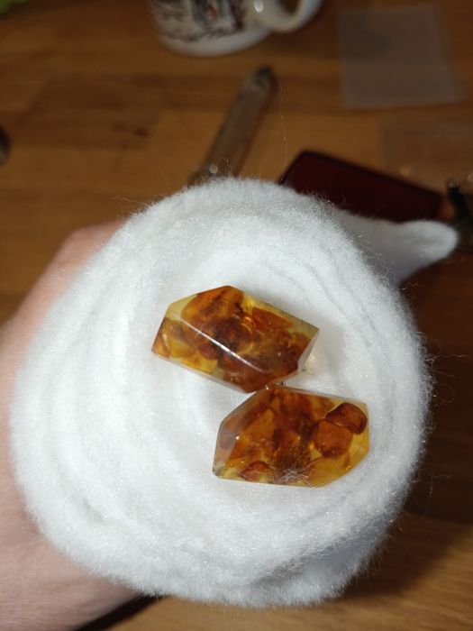 Spinki do mankietów z bursztynem