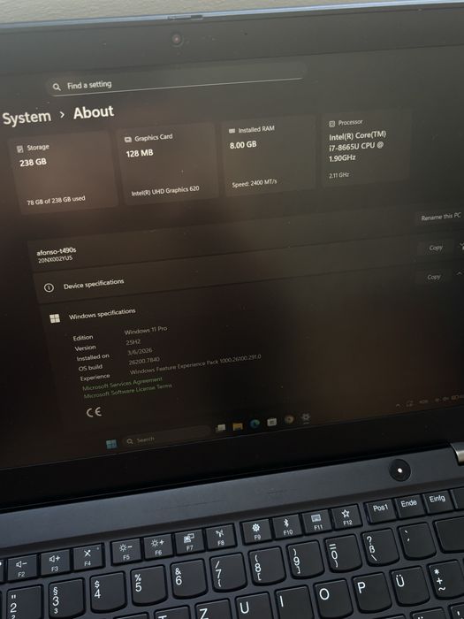 Portatil lenovo Thinkpad I7 touch