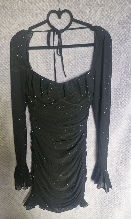 Sukienka sylwester mini dekold błysk M