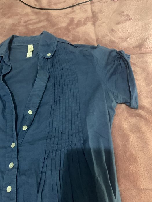 Túnica camisa mulher Stradivarius tamanho M azul decote em V