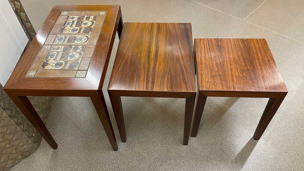 Mesa s apoio Severin Hansen para Haslev Dinamarquesa Pau Santo Azulejo