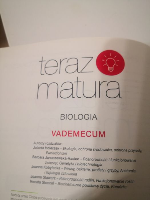 Vademecum Biologia teraz matura z Nowej ery