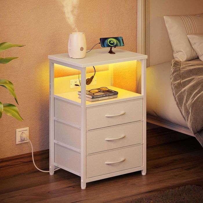 Nowy stolik nocny / LED / USB / szuflada / szafka / nakastlik / R296!