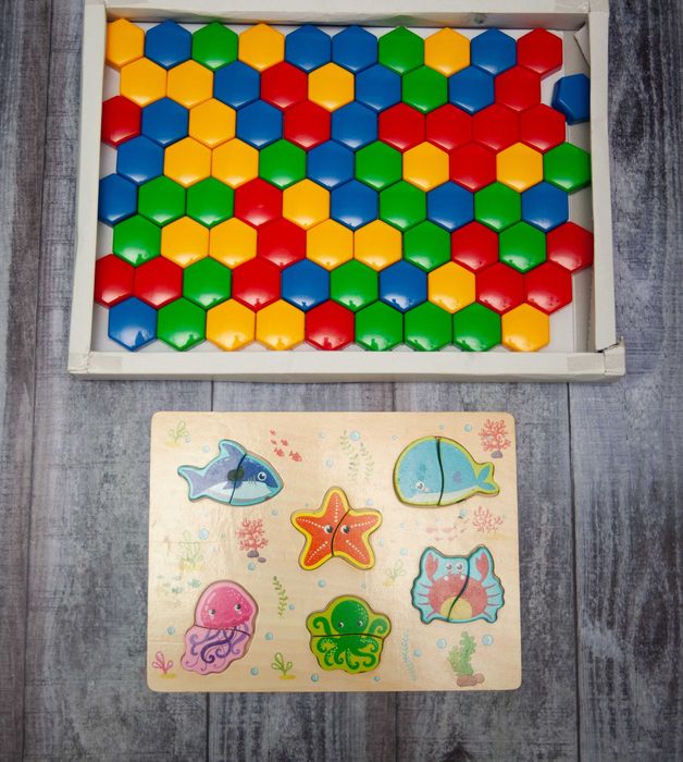 Комплект іграшок мозаїка та дерев'яна іграшка пазли