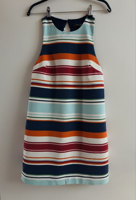 Elegancka sukienka w paski Zara S wesele odkryte plecy