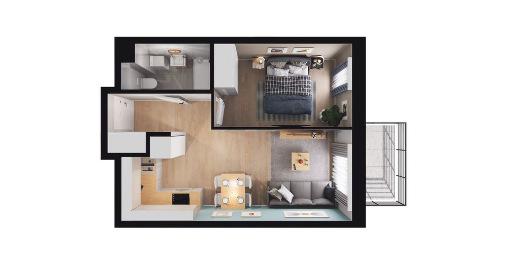 2-pokojowe mieszkanie 39 m² + balkon - Widok 3