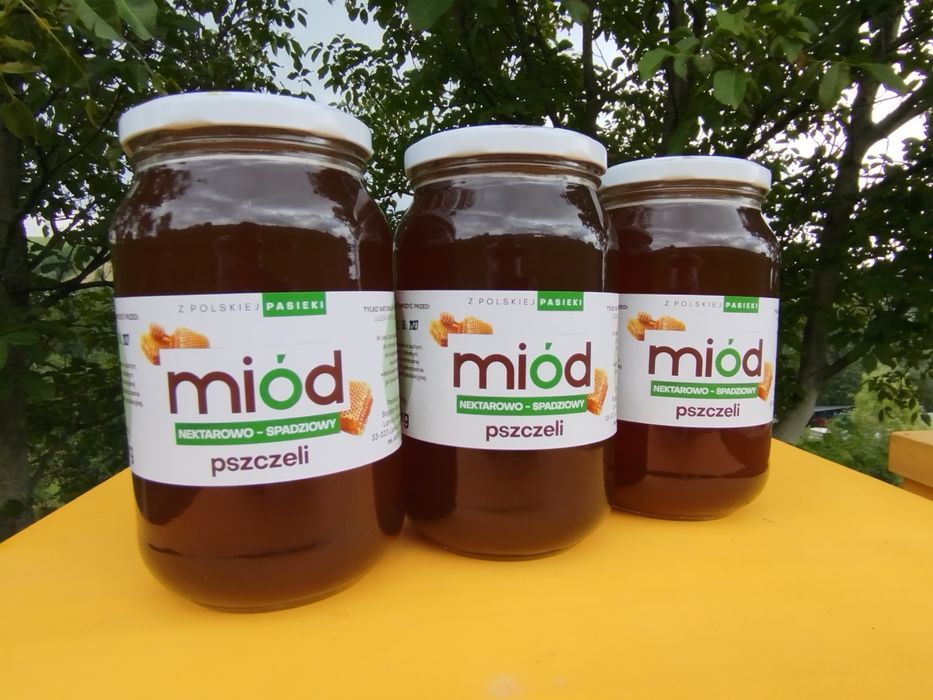 3+1 Gratis Miód nektarowo spadziowy polski naturalny słoik 0,9l 1,2kg