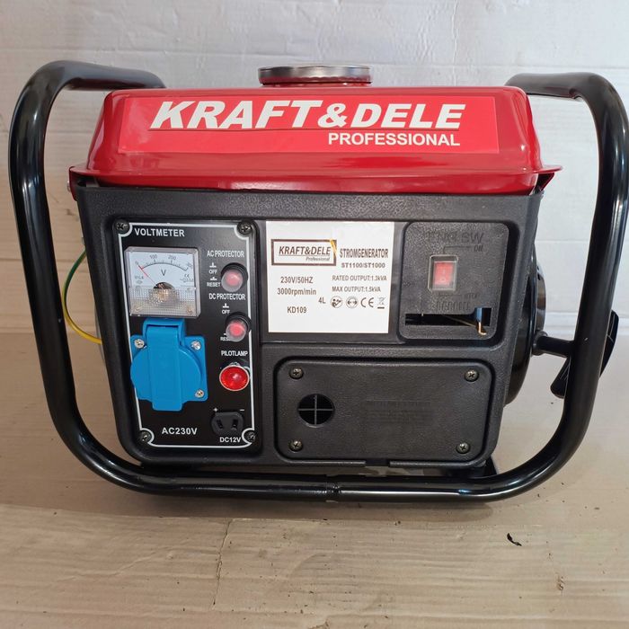 Генератор бензиновый Kraft&Dele KD109, мощность 1200 Вт, двухтактный двигатель
