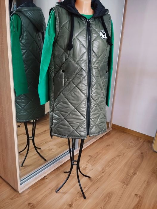 Kamizelka ocieplana, bezrękawnik oliwka rozmiar L