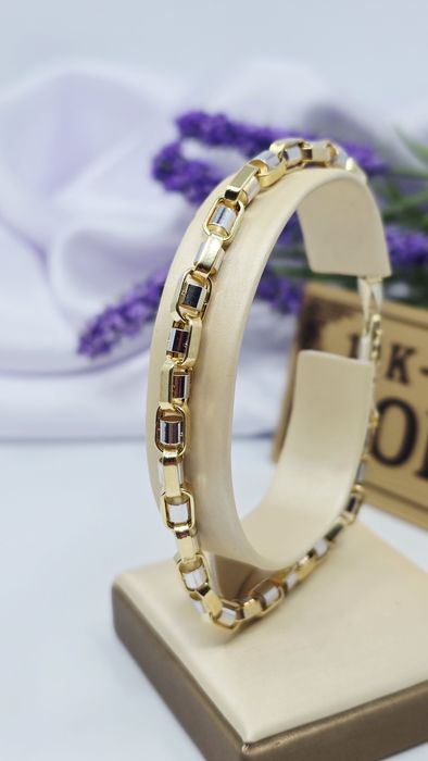 Złota bransoleta męska próba 585 14k żółte i białe złoto