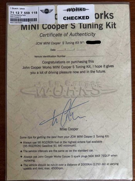 MINI Cooper S R53 211 CV JCW