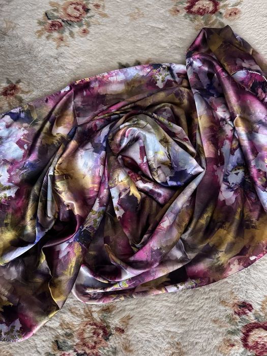 Женский палантин, 180×70 см, шелк+вискоза, яркий и роскошный!