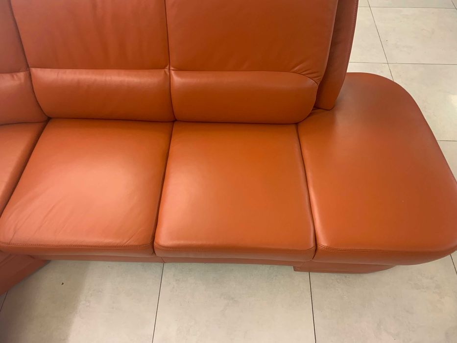 niemiecki narożnik skóra naturalna jak nowy signal orange
