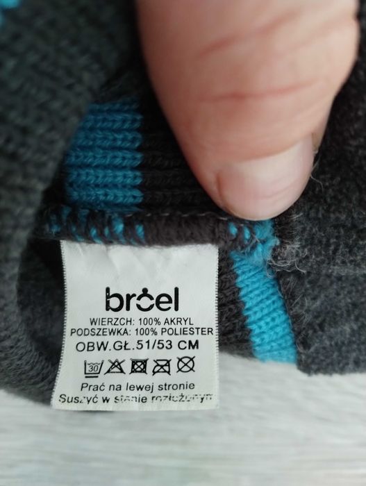 czapka zimowa, w paski, dla chłopca rozm. 56