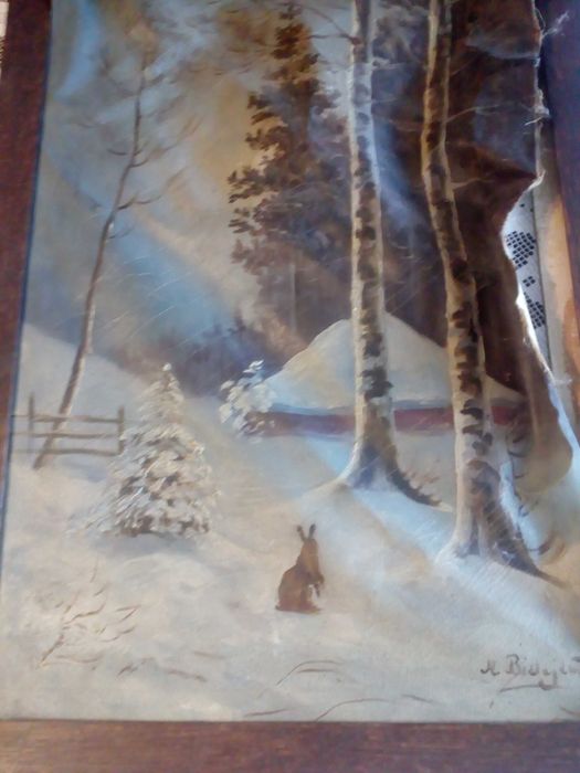 Zima w lesie z zajączkiem