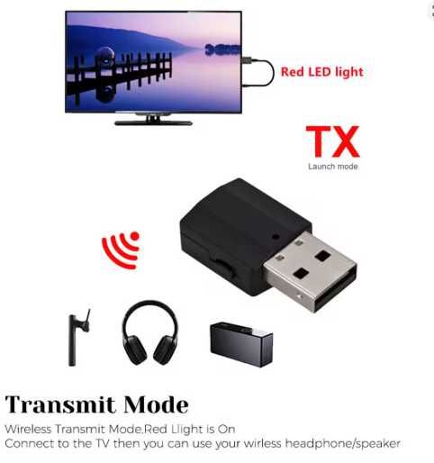 USB Bluetooth 5.0 Transmissor e Receptor Áudio 3.5mm