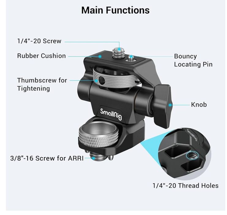 SMALLRIG Regulowany Uchwyt Monitora Kamery w Stylu dla ARRI