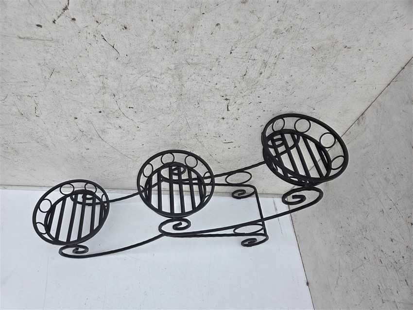 KWIETNIK STALOWY NA 3 kwiaty doniczki czarny