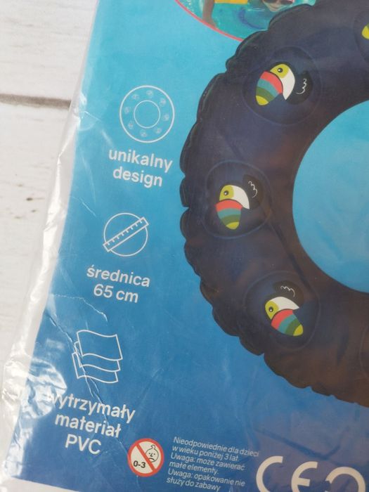 Koło dmuchane tukany Doctor Dolphin 65 cm nowe prezent na plażę basen